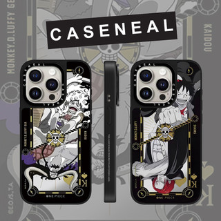 CASENEAL Graffiti One Piece ตัวอักษรกระจกเคสโทรศัพท์สําหรับ iPhone 16 Pro Max 15 Plus 14 ProMax 13 12Pro 11 โทรศัพท์กันกระแทกขอบนุ่มฮาร์ดป้องกันกรณี