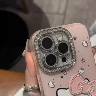 Dopamine Kitty Diamond Bow เหมาะสําหรับเคสโทรศัพท์ iPhone 17Promax Apple 16/15/14/13/12/11 การป้องกันเลนส์
