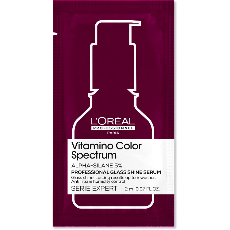 [สินค้าสมนาคุณงดจำหน่าย] SERIE EXPERT VITAMINO COLOR SPECTRUM GLASS SHINE SERUM เซรั่มฟื้นบำรุงผมทำสี 2ml