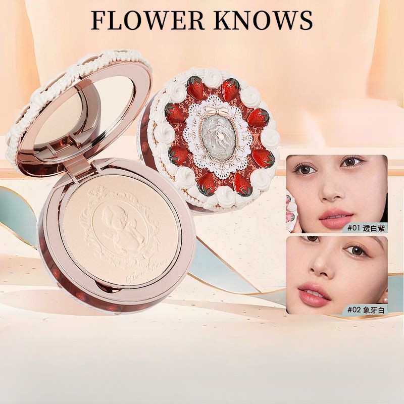 FLOWER KNOWS Powder Strawberry Cupid Oil Control and Makeup Setting Clear And Soft Focus Covers Blemishes Naturally Face Makeup Powder