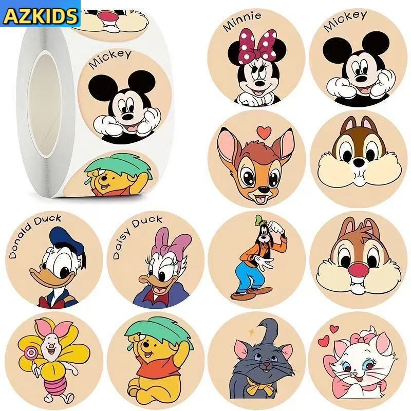 Disney Mickey Minnie Roll Stickers สติ๊กเกอร์ตกแต่งคู่มือเด็ก สติ๊กเกอร์ปิดผนึกรางวัล