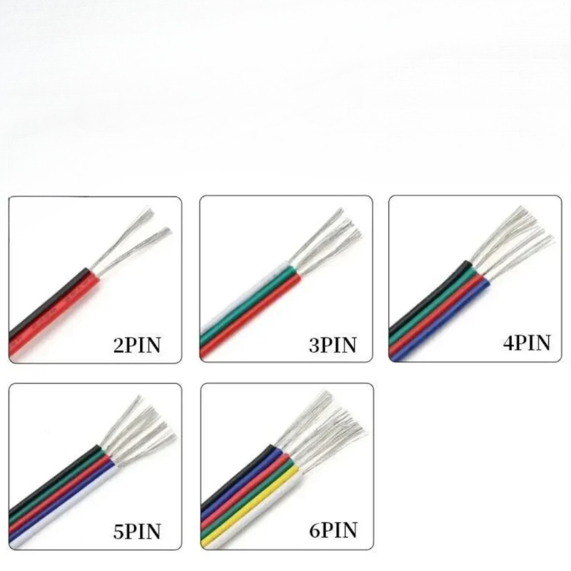 18AWG 20AWG 22AWG สายไฟ LED Strip 2pin 3pin 4pin 5pin 6pin สายไฟ