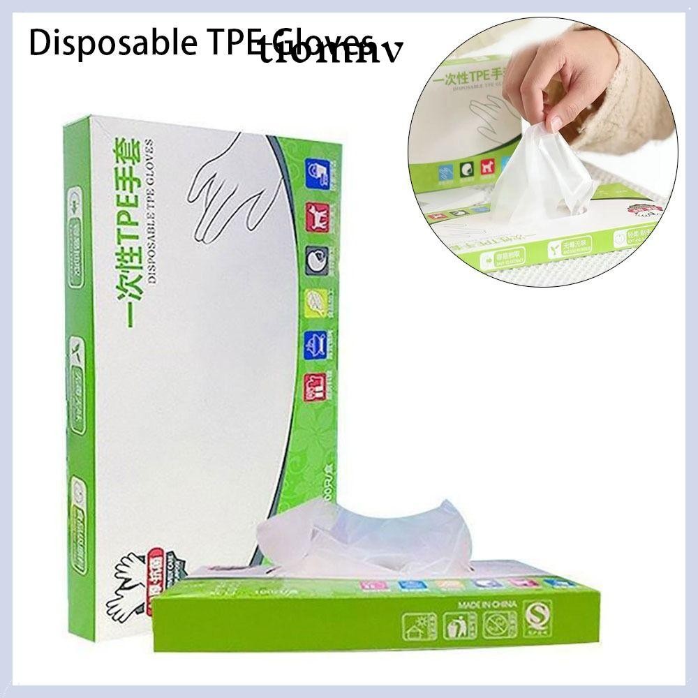 TIOMNVTH ถุงมือแบบใช้แล้วทิ้ง 100 ชิ้น, ถุงมือทําความสะอาด TPE โปร่งใส, ความปลอดภัยในการทํางานกรดลื่นเกรดอาหารถุงมือยางฟรี