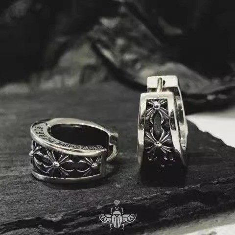 ต่างหูวินเทจดอกไม้ข้ามสไตล์ฮิปฮอปสไตล์พังก์สําหรับผู้ชายและผู้หญิงเฉพาะกลุ่ม