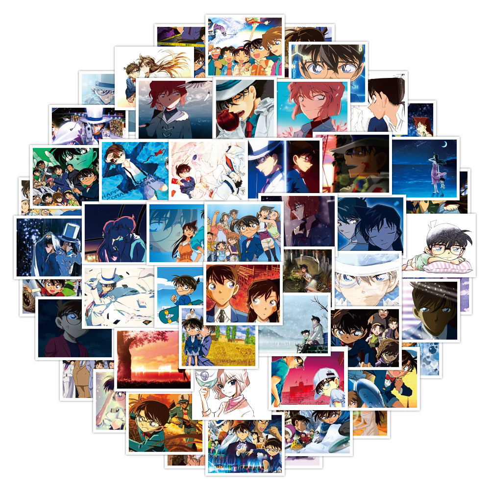 50pcs การ์ตูนอะนิเมะนักสืบ Conan Graffiti สติกเกอร์สําหรับจักรยานบัญชีมือกล่องดินสอ Decals LanLanStickersWorld