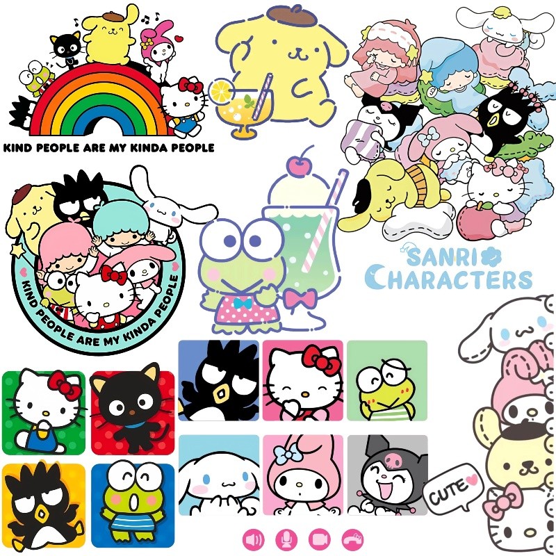 SANRIO ซานริโอ ชุดการ์ตูนปั๊มร้อนสติกเกอร์ ทําเอง เสื้อผ้าผ้าโอนความร้อนสติกเกอร์ล้างทําความสะอาดได้สร้างสรรค์ทําด้วยมือ