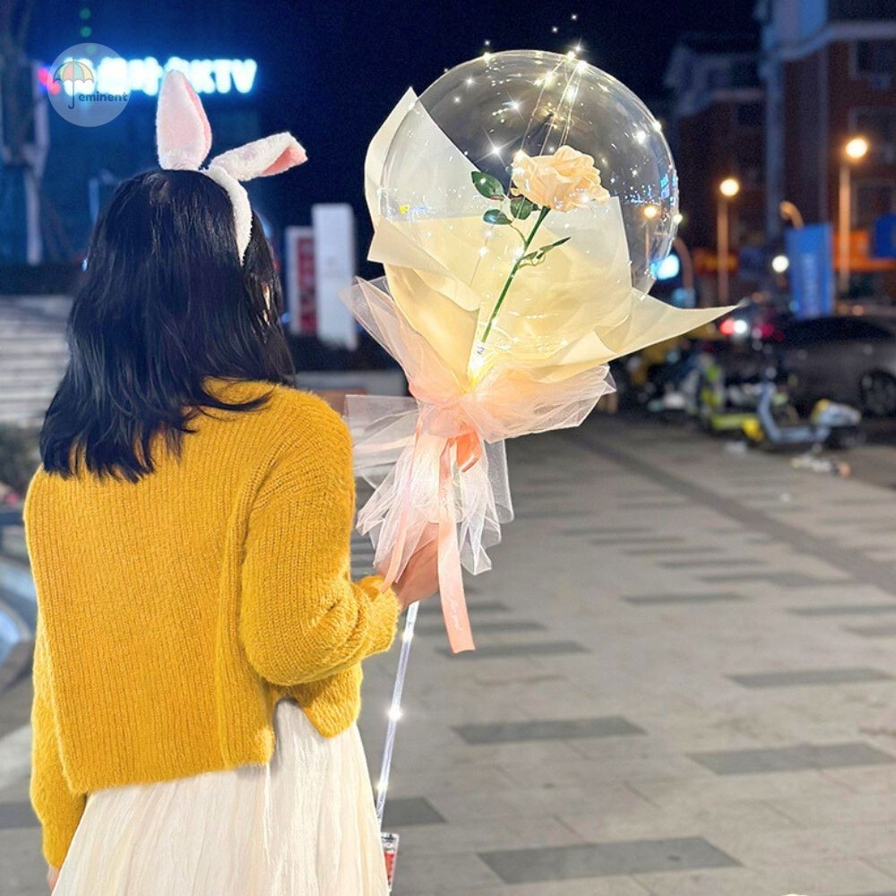 ลูกโป่งดอกไม้ DIY ช่อกุหลาบไฟ LED พร้อมถ่าน สำหรับตกแต่งปาร์ตี้ ของขวัญวันวาเลนไทน์ วันพิเศษ - รูปที่ 4