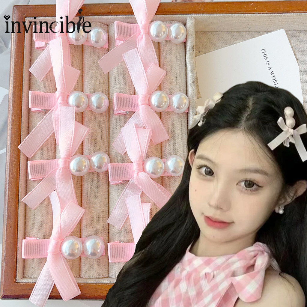 คลิป Duckbill สีชมพูหวาน - กิ๊บติดผมด้านข้างโบว์มุกสีชมพูฝรั่งเศส - เกาหลี Y2K ผม Barrette Headwear อุปกรณ์เสริม