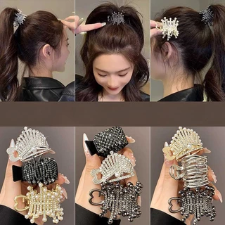 เครื่องประดับศีรษะหญิงแบบคลิปหนีบโลหะหางม้าสูงเกาหลี