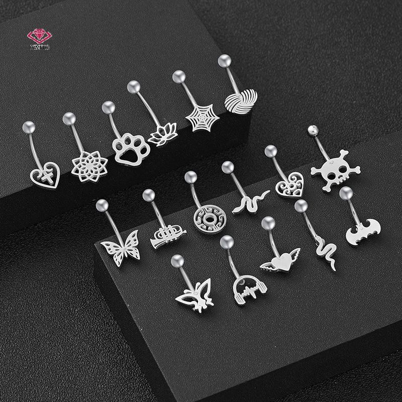HWETR ใหม่แฟชั่นปุ่มท้องโค้งเล็บสแตนเลสงูปุ่มท้องแหวน Tragus Body Piercing เครื่องประดับใหม่