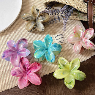ED - 8CM JEPITAN RAMBUT SALON FASHION KOREA MODEL MARBLE FLOWER / JEDAI CAKAR BUNGA KAMBOJA GLOSSY
