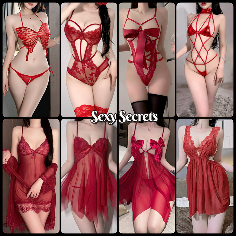 Sexy secrets กระโปรงผ่า ชุดตาข่ายเซ็กซี่ ชุดบอดี้สูทเซ็กซี่ ซีรีย์สีแดง ลูกไม้ ส่งไวจากไทย