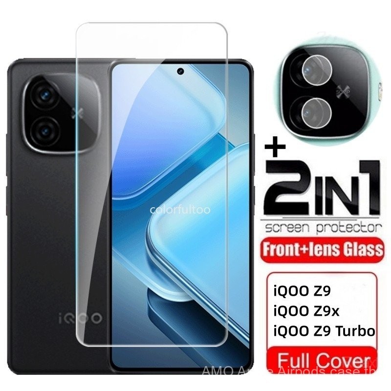2in1 9H ฟิล์มกระจกนิรภัยสำหรับ VIVO iqoo z9x Z9 Turbo z9turbo 5G ฝาครอบใสฟิล์มกันรอยหน้าจอสำหรับ iqo