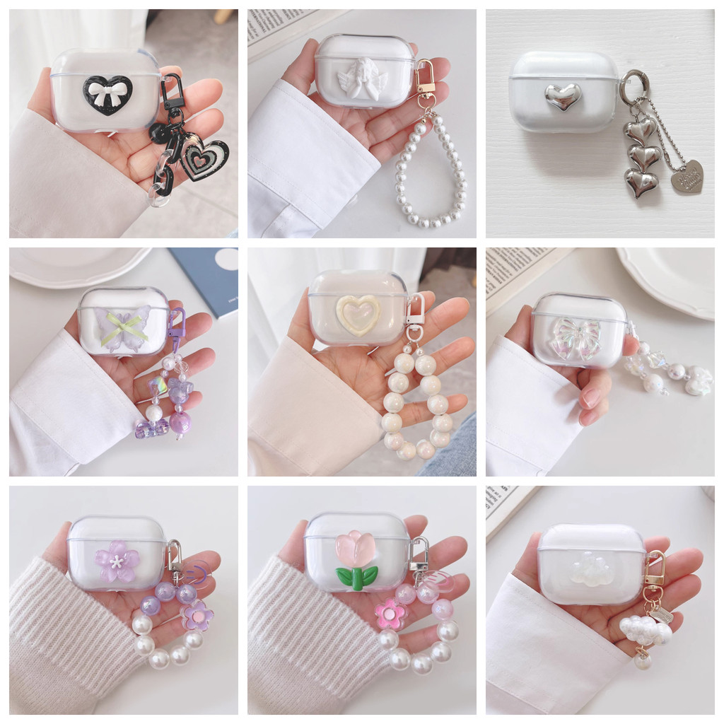 สําหรับ Jabra Elite 4 /Elite 3 2 กรณีน่ารัก Love/angel จี้โปร่งใส TPU ซิลิโคนหูฟังสําหรับ Jabra Elit