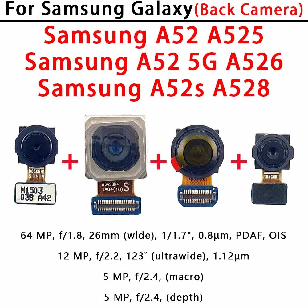 กล้องด้านหลังต้นฉบับสําหรับ Samsung Galaxy A52 A52s 4G 5G A525 A526 A528 โมดูลกล้องเปลี่ยนอะไหล่