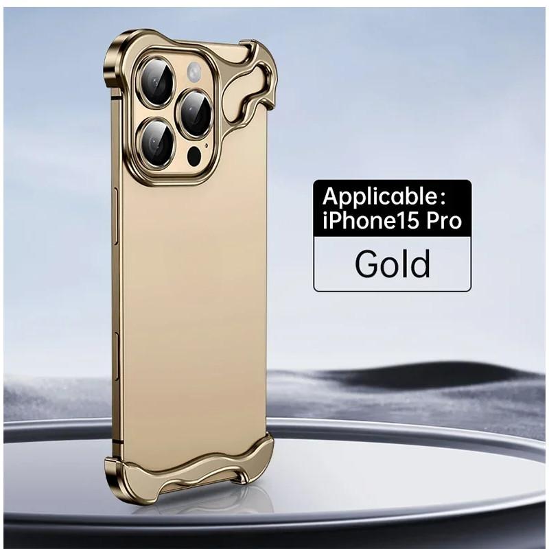 Frameless โลหะเคสโทรศัพท์สําหรับ Iphone 17 16 15 14 13 Pro Max หรูหราไม่สม่ําเสมออลูมิเนียมฝาครอบโทรศัพท์เลนส์ฟิล์มไร้สาย Charhing