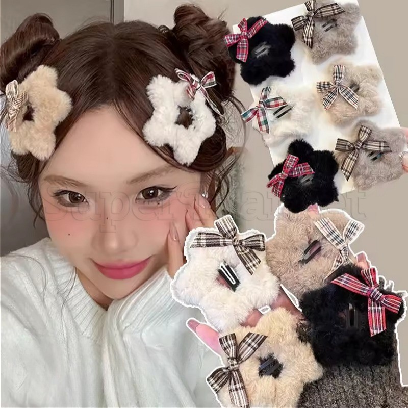 [ แนะนํา] กิ๊บติดผม Plush Star - กิ๊บติดผมติดโบว์น่ารัก - คลิป BB ไร้ร่องรอย - เด็กผู้หญิงด้านข้าง Bangs Barrettes - เครื่องประดับผม - เครื่องมือจัดแต่งทรงผม