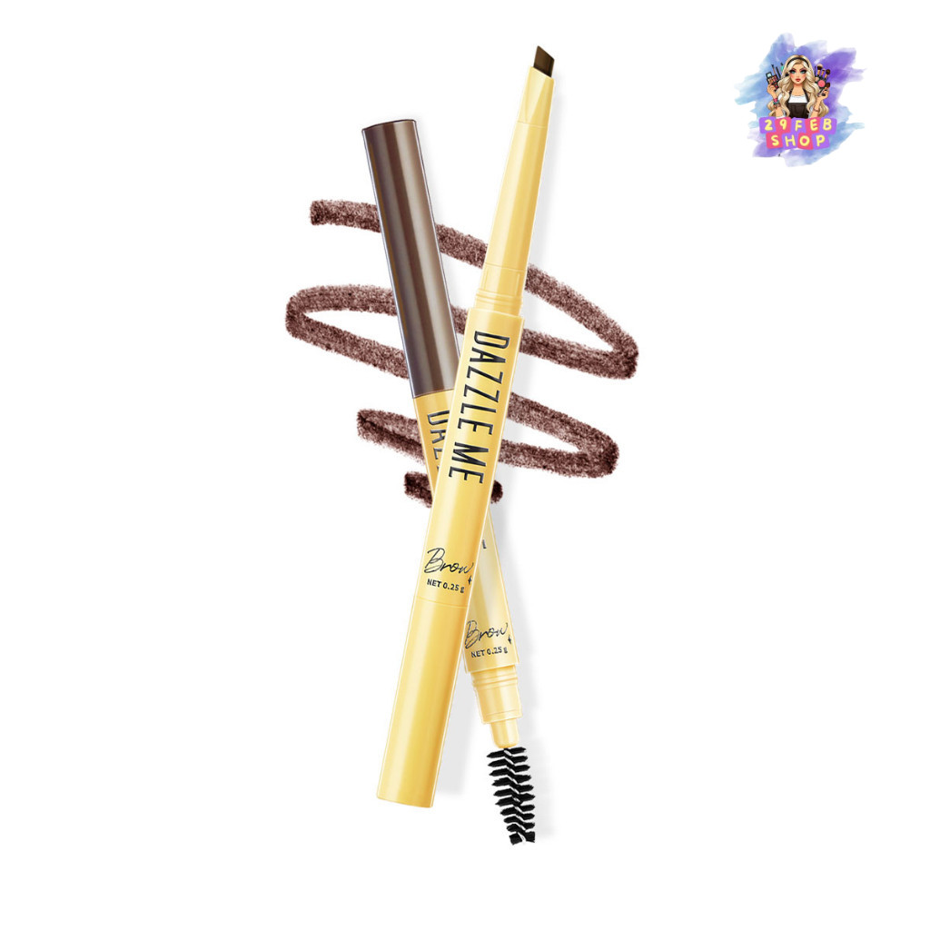 🔹 (1ชิ้น) Dazzle Me Brow Likey เดซเซิล มี บลาวด์ ไลท์กี้ ดินสอเขียนคิ้ว ทรงหยดน้ำ ไม่หลุด พร้อมแปรงป