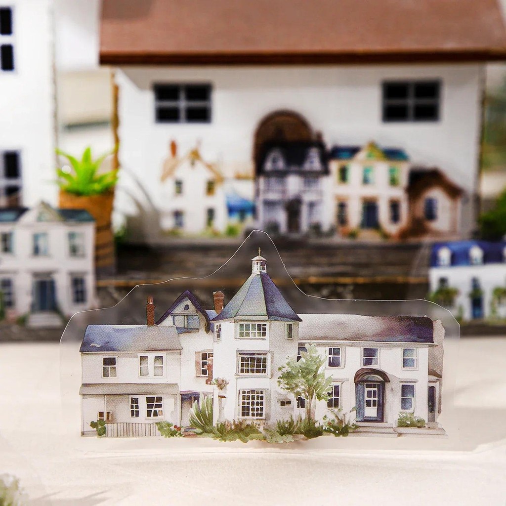 Jianwu Longing สําหรับเมืองขนาดเล็ก Series Vintage Building ภูมิทัศน์วัสดุ Collage สติกเกอร์หนังสือ Creative DIY Journal เครื่องเขียน