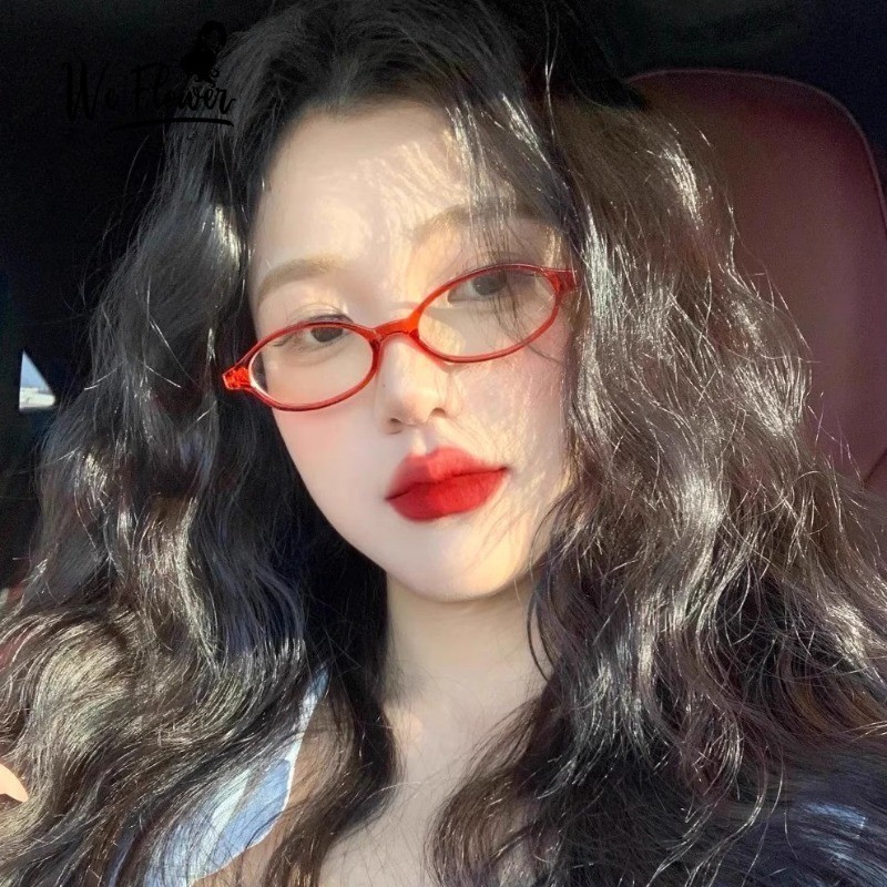 We Flower Cool Sweet Red แคบกรอบแว่นตารูปไข่สําหรับผู้หญิงวันหยุดกลางแจ้งแว่นตาความงาม