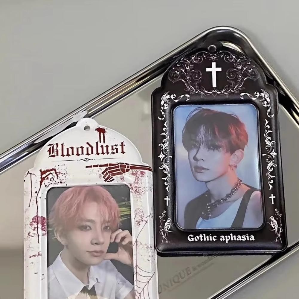 Uumir Kpop Photocard Holder,กระเป๋าจี้ ID Photo Display Card Holder, PVC Gothic Dark Series 3 นิ้วนักเรียนบัตรอาหารป้องกันเครื่องเขียนโรงเรียน