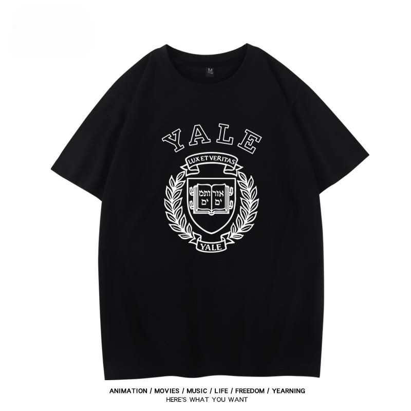 เสื้อยืดแขนสั้น Yale University สำหรับผู้ชายและผู้หญิกระบายอากาศได้ดี