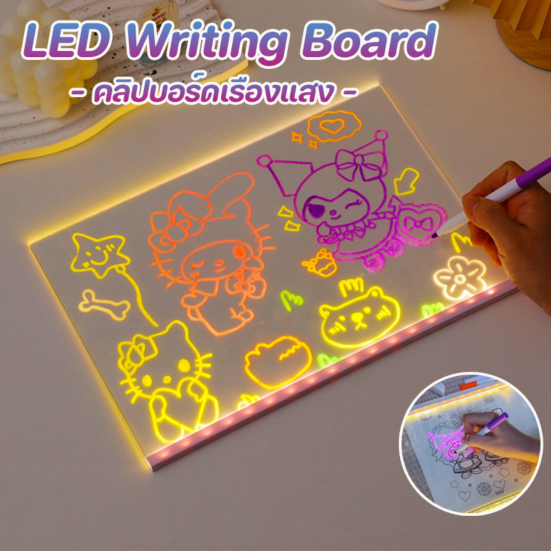 LED Writing Board กระดานวาดภาพเด็ก ป้องกันรอยขีดข่วน กระดานเขียนลบได้ สําหรับเด็ก