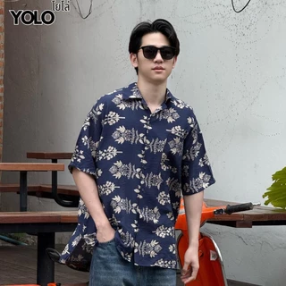 YOLOเสื้อเชิ้ตFREE SIZEเสื้อเชิ้ตแขนสั้น เนื้อผ้าดี ใส่สบาย ผ้าพิมพ์ลายทั้งผืน Y25002