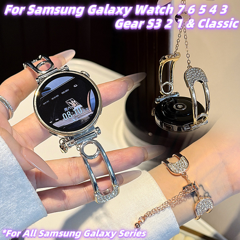 คลิปหนีบกระดาษออกแบบสายสําหรับ Samsung Galaxy Watch 7 6 5 4 3 2 Man Girl ผู้หญิงแฟชั่นน่ารักสายนาฬิกาสําหรับ Samsung Watch 6 สายนาฬิกา 5 นาฬิกา 4 เกียร์ S3 S2