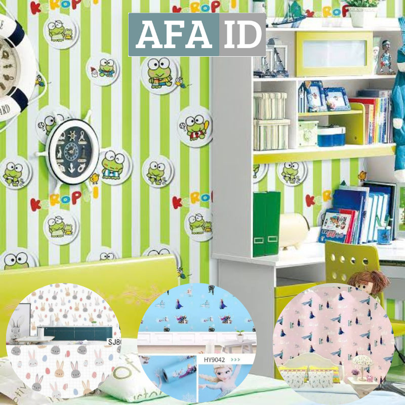 Unique ตัวการ์ตูนสติ๊กเกอร์ติดผนังวอลล์เปเปอร์ Frozen Blue Pink Keroppi Keropi GH133 CY by AFA ID