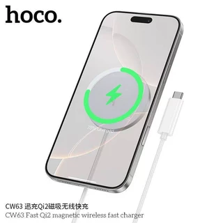 HOCO CW63 แท่นชาร์จไร้สาย มาตรฐาน Qi2 Wireless ชาร์จเร็วสูงสุด 15W แม่เหล็กดูดแน่น ใช้งานง่าย hc6