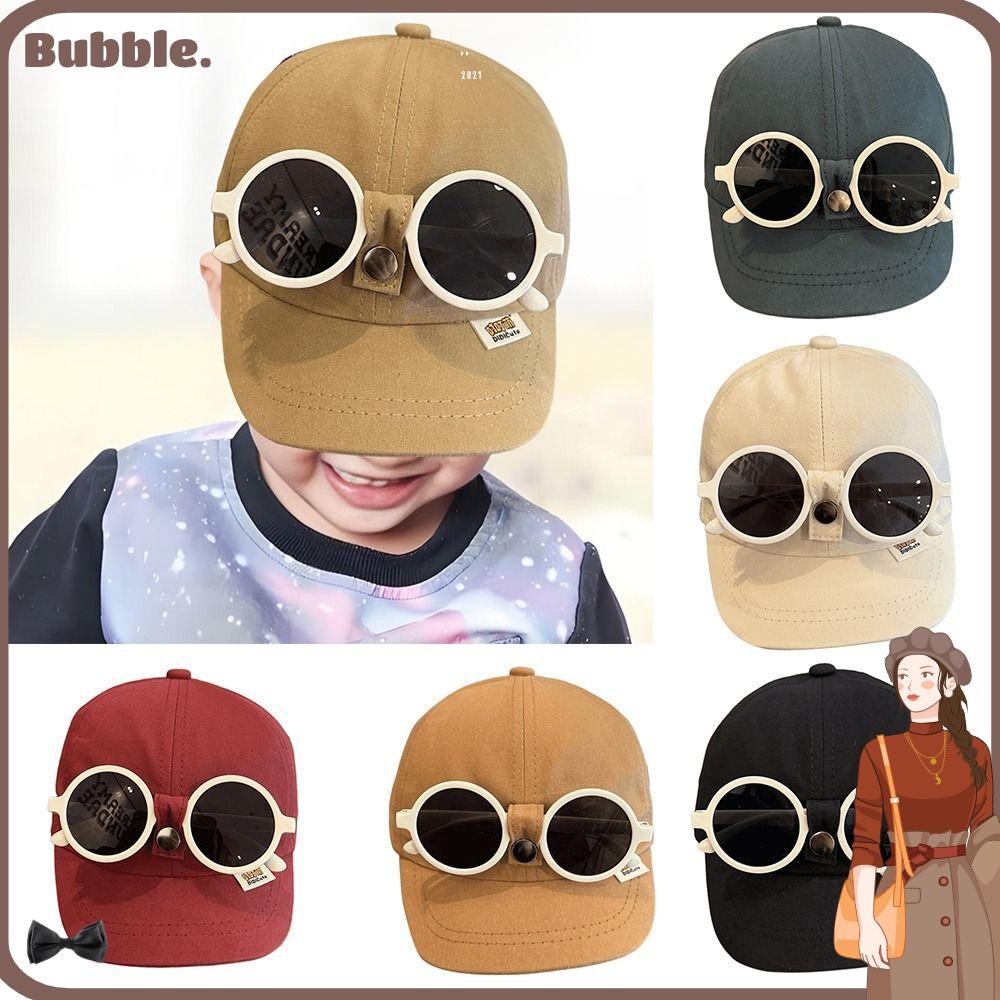 BUBBLE เด็กเบสบอลหมวก, ครีมกันแดดที่ถอดออกได้แว่นตาพับได้เด็กเด็ก Sun Visor หมวก, Sunshade Sun Protection Breathable Hip Hop หมวก Sunglasse