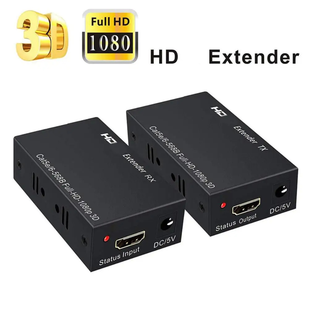 60M Extender RJ45 1080P HDMI โดย CAT5e CAT6 LAN Extensor สําหรับ PS4 apple TV PC แล็ปท็อปใช้งานร่วมก