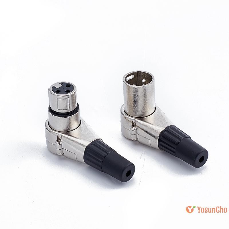 YosunChoker] 3Pin มุมขวาขั้วต่อ XLR ชายหญิงปลั๊กไมโครโฟนสายสัญญาณเสียงเชื่อมต่อใหม่