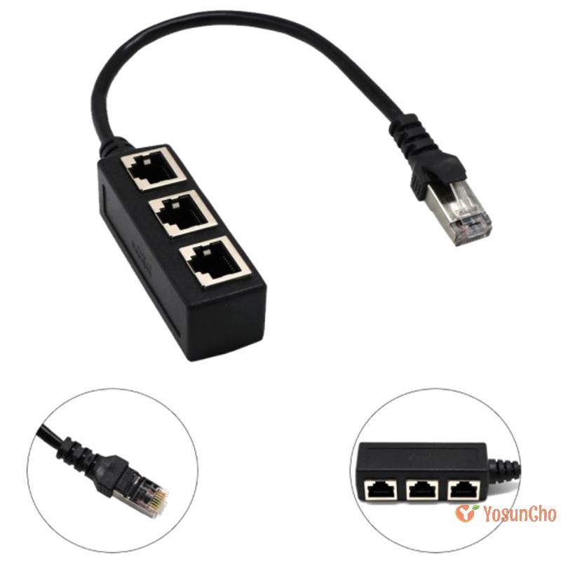 YosunCho] Ethernet Cable Splitter Network Adapter Ethernet Splitter 1 ถึง 3 สาย RJ45 LAN Ethernet Co
