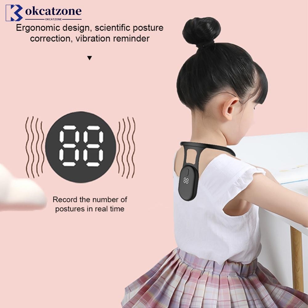 OKCATZONE คออัจฉริยะหลังค่อม Corrector Elf เด็กผู้ใหญ่นั่ง Posture Corrector ด้วย LCD Sensing นั่งท่