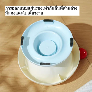 BHQ ชามอาหารสัตว์เลี้ยง ชามข้าวแมว 2ชั้น ชามสแตนเลส การออกแบบถ้วยดูดลื่น กินง่าย ไม่ทำร้ายคอ
