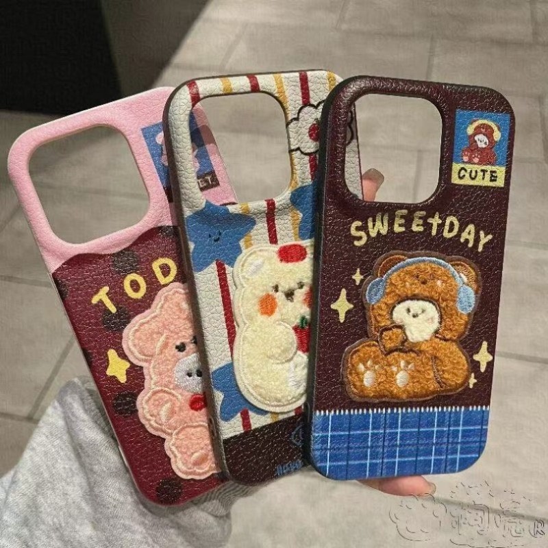 Iphone 16 15 14 13 12 11 Pro Max X Xr Xs Max 7 8 Plus SE2020 เคสโทรศัพท์น่ารัก 3D DIY น่ารักตุ๊กตาสัตว์นุ่มปกหลัง