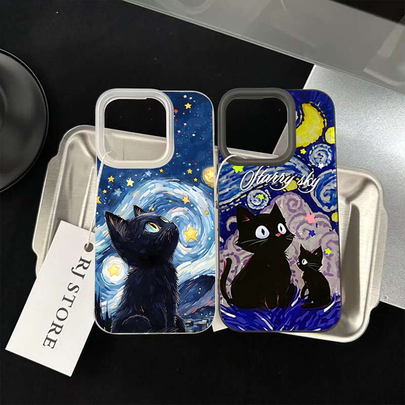 เคส ไอโฟน For iPhone 13 14 15 สากล เคสโทรศัพท์มือถืออะคริลิคใส ภาพประกอบของแมว 11 12 ProMax 7 8Plus X XSMax XR