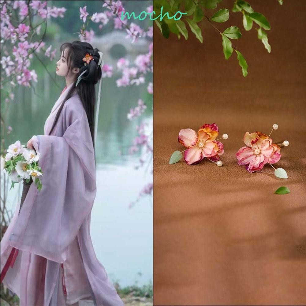 Mocho ไม้ติดผมสไตล์จีน, ดอกไม้ผีเสื้อ Hanfu Hairpin, โบราณพู่หวีผม Sticks สําหรับ Buns Hanfu อุปกรณ์เสริม