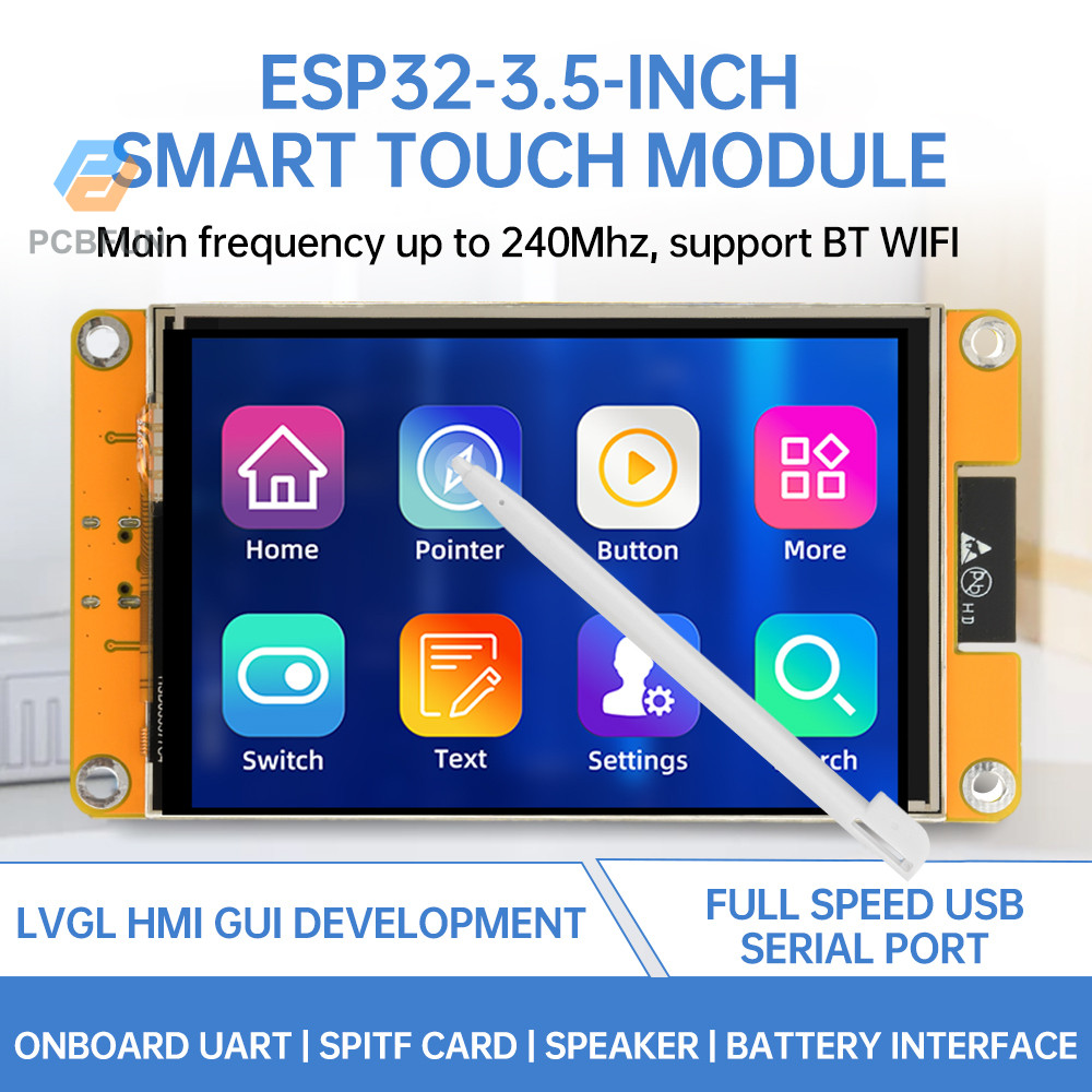 Pcbfun ESP32 WiFi BT โมดูลบอร์ดพัฒนา 3.5 นิ้ว ST7796U ไดรฟ์ 320 * 480 ความละเอียด TFT หน้าจอสัมผัสอิ