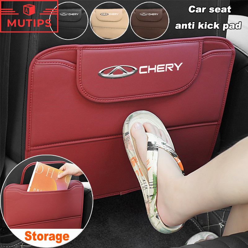 Chery เครื่องหนัง แผ่นรองเบาะรถยนต์ ป้องกันการเตะ กันน้ำ เบาะหลังรถฝาครอบป้องกัน มีถุงเก็บของ Tiggo 5x 8 7 Pro 4 Omoda 5 E5 TJ-1 Face QQ EQ1 EV 2024