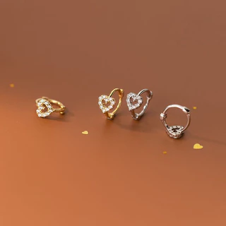 ใหม่น่ารักหวาน Hollow Heart Zircon Hoop ต่างหูสําหรับผู้หญิงคลาสสิกเงาสตั๊ดต่างหูแฟชั่นขนาดเล็กอินเทรนด์หูหัวเข็มขัดเครื่องประดับ