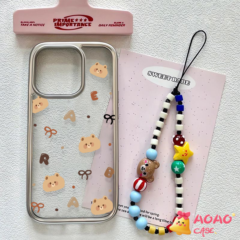 การ์ตูนน่ารักหมีสร้อยข้อมือโปร่งใส เคสiPhone 16 13 11 15 14 12 Pro Max 7Plus 8Plus XR 16 7 8 15 14 Plus X XS MAX SE 2020 - รูปที่ 3
