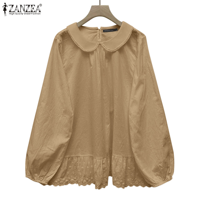 Zanzea เสื้อเบลาส์คอตุ๊กตาแขนยาวลําลองสําหรับผู้หญิง