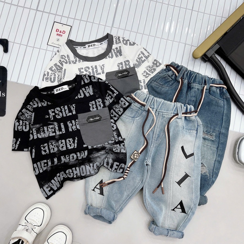 1 [OH SHOP] G22- เสื้อเชิ้ตและยีนส์ตัวยาวมีกระเป๋าสีเทา - a116.720