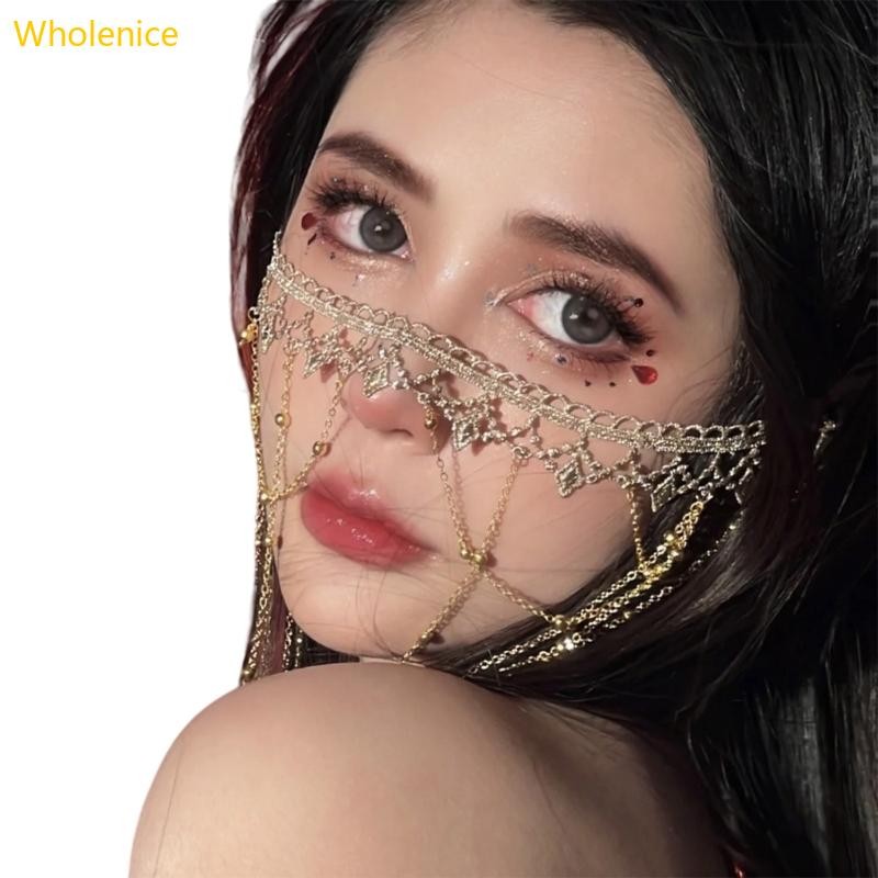 Whol สไตล์จีนผ้าม่านใบหน้า Fringed หน้าผากแถบคาดศีรษะโบราณผมเครื่องประดับตกแต่งใบหน้าสําหรับ Stage Dancer