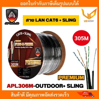Apollo สายแลน CAT6 มีสลิง Premium APL306-M OUTDOOR+SLING (305m/Box) สําหรับใช้ภายนอกอาคาร