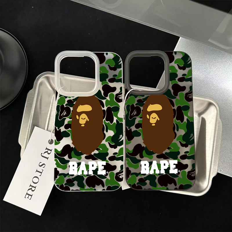 เคส ไอโฟน For iPhone 13 14 15 สากล เคสโทรศัพท์มือถืออะคริลิคใส สีเหลืองbape 11 12 ProMax 7 8Plus X XSMax XR