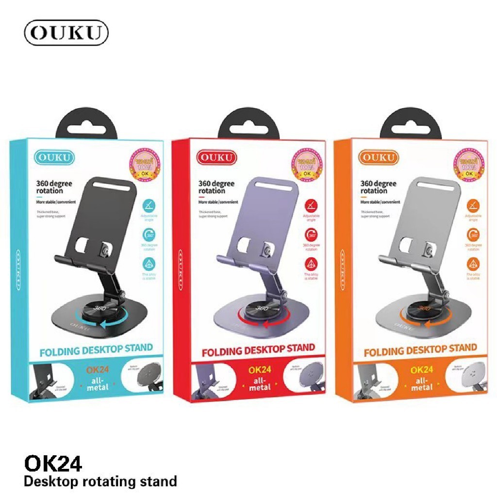 OUKU OK24 เเท่นวางมือถือ หมุนได้ 360 องศา ปรับระดับได้ พับได้ ขาตั้งมือถือ แข็งแรง phone stand ok - รูปที่ 7